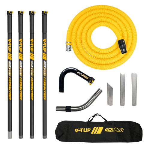 V-TUF GCX HIGH LEVEL GUTTER CLEANER KIT 5m 50mm HOSE - CARBON FIBRE 20ft (6M) REACH 50MM POLES - WITH 10M 50mm HOSE FITS GCX SIDE INLET MACHINES