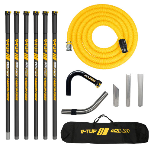 V-TUF GCX HIGH LEVEL GUTTER CLEANER KIT 5m 50mm HOSE - CARBON FIBRE 30ft (9M) REACH 50MM POLES - WITH 10M 50mm HOSE FITS GCX SIDE INLET MACHINES