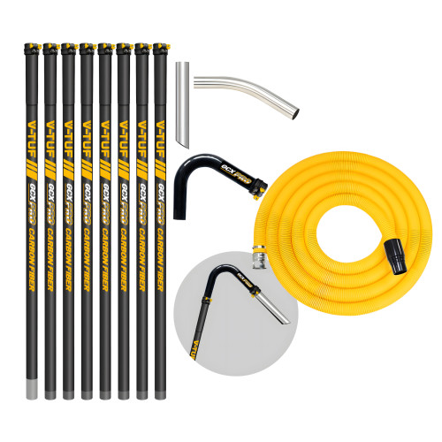 V-TUF GCX HIGH LEVEL GUTTER CLEANER KIT 5m 50mm HOSE - CARBON FIBRE 40ft (12M) REACH 50MM POLES - WITH 10M 50mm HOSE FITS GCX SIDE INLET MACHINES