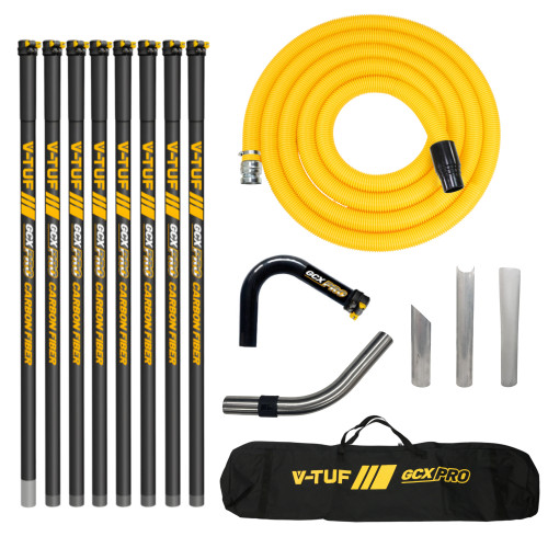V-TUF GCX HIGH LEVEL GUTTER CLEANER KIT 5m 50mm HOSE - CARBON FIBRE 40ft (12M) REACH 50MM POLES - WITH 10M 50mm HOSE FITS GCX SIDE INLET MACHINES