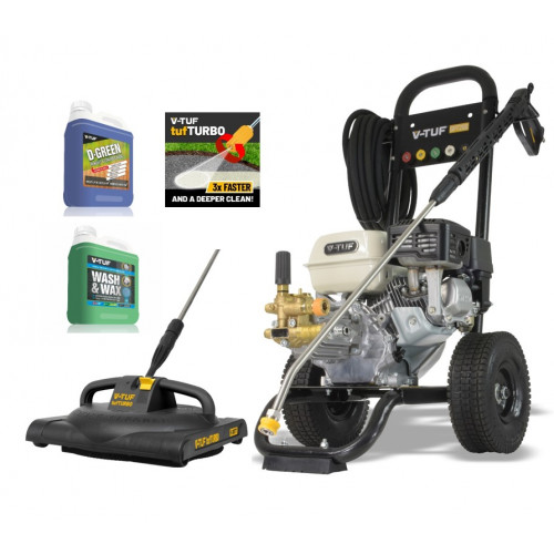 V-TUF GPT200 Industrial 6.5HP Petrol Pressure Washer with GP200 Honda Engine - 2755psi, 190Bar, 12L/min PUMP - WITH PATIO & CAR CLEANING KIT