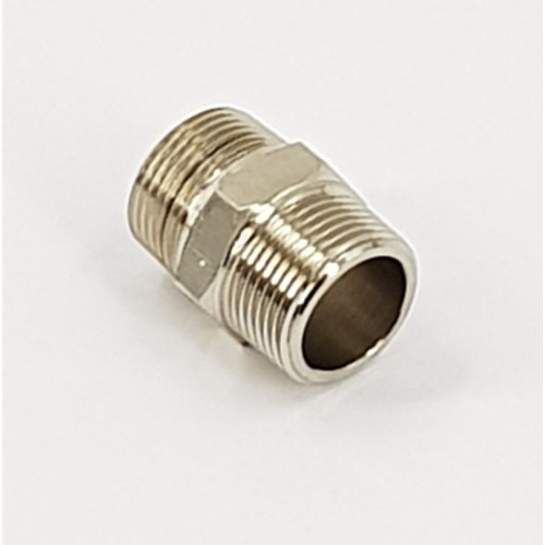 BSP ADAPTOR - 3/4"M x 3/4"M NICKLE PLATED BRASS