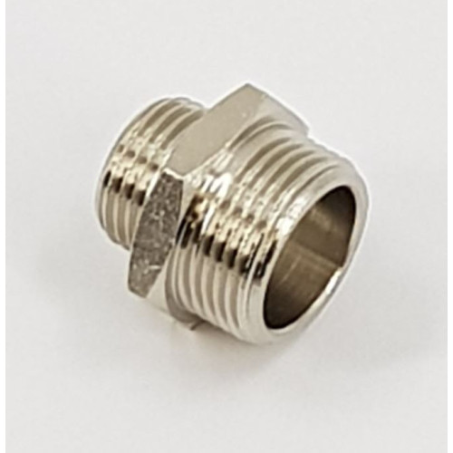 BSP ADAPTOR - 1/2"M x 3/4"M BRASS NICKLE PLATED BRASS