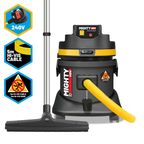 V-TUF MIGHTY HSV - 21L M-Class 240v Industrial Dust Extraction Wet & Dry Vacuum Cleaner - Health & Safety Version
