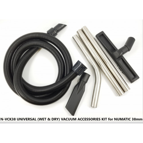 38MM TOOL KIT 3M BLACK Hose, 3Piece Stainless Steel Tubes, 1x Wet & Dry Combo Dual Use Floor Tool, Crevice Tool - for Numatic Vacuums