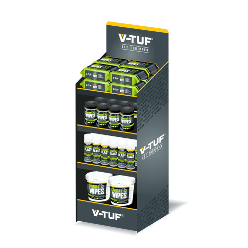 V-TUF Combat Wipes Retail Display Stand - AntiViral Wipes & Blasts Included