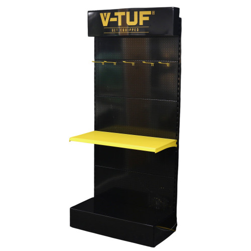 V-TUF Metal Display Rack With Light Box, 2 shelves and 10 x 8” PEG EURO HOOKS
