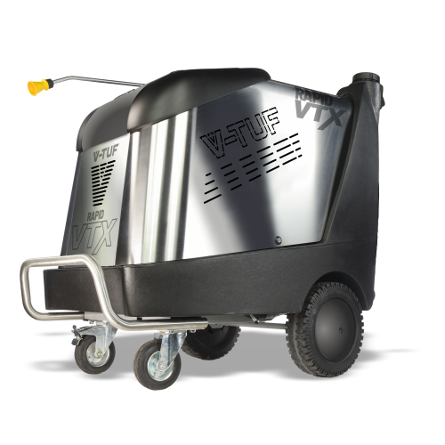 V-TUF RAPID VTX MOBILE HOT PRESSURE WASHER 240V, 100Bar, 12L/Min - Front Castor Wheels