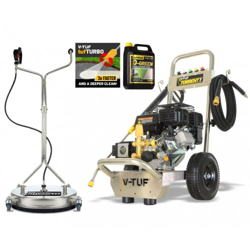 V-TUF TORRENT 1 Industrial 7HP Petrol Pressure Washer - 2755psi, 190 Bar, 13L/min + 21" STAINLESS SURFACE CLEANER