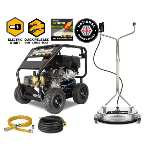 V-TUF TORRENT 3RGB Industrial 15HP Gearbox Driven Petrol Pressure Washer - 4000psi, 275Bar, 15L/min (Electric Key Start)