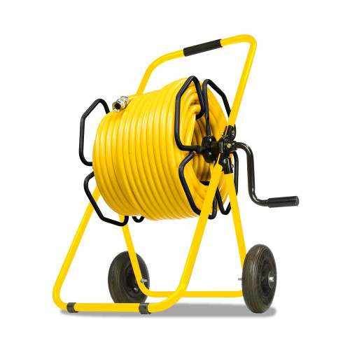 MANUAL WIND - HOSE REEL TROLLEY FITTED WITH 50m 1/2 Hose