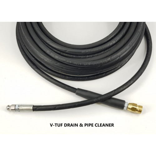 20m High Pressure Industrial Drain & Pipe Blast Cleaning Hose & Nozzle Jet (M22M 15mm) - Fits V3 & V5