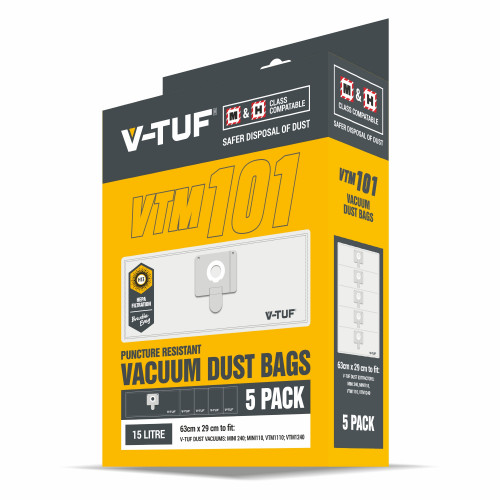 15L Dust Bags to Fit V-TUF MINI Vac - Pack of 5