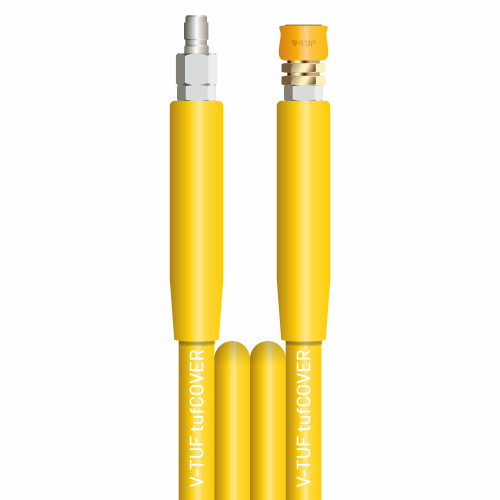 V-TUF 20m 2 WIRE, TOUGH COVER 3/8" 400BAR 120°C  V-TUF YELLOW JETWASH HOSE with DURAKLIX HEAVY DUTY MSQ COUPLINGS