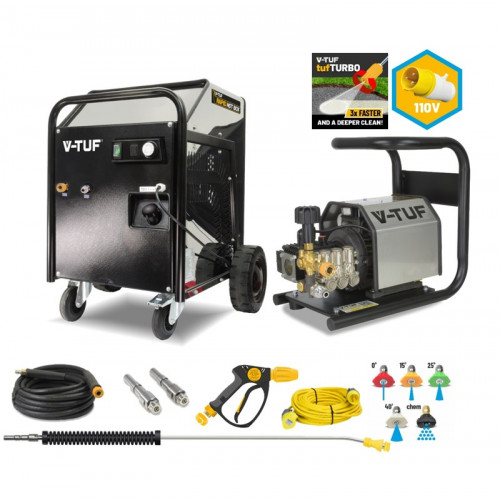 V-TUF 110C PORTABLE & WALL MOUNTABLE INDUSTRIAL PRESSURE WASHER 110V - HOT WATER STONE CLEANING KIT