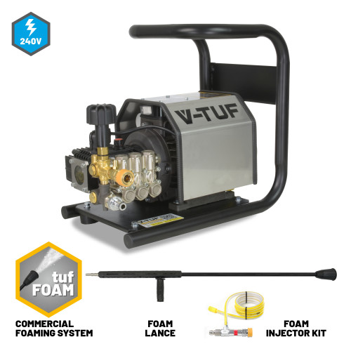 V-TUF 240TCF PORTABLE PRESSURE WASHER 240V (TOTAL STOP) with COMMERCIAL FOAM SYSTEM