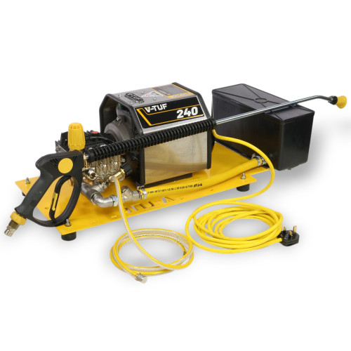 V-TUF 240TCW - 240v Electric Pressure Washer on baseplate with WATER TANK - 1450psi, 100Bar, 12L/min (TOTAL STOP)
