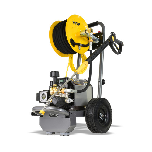 V-TUF 240HR - 240v Compact, Industrial, Mobile Electric Pressure Washer c/w 20m HOSE REEL - 1450psi, 100Bar, 12L/min