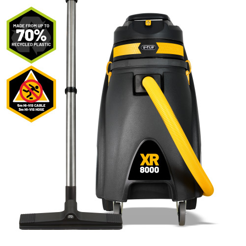 V-TUF XR8000 240V 80L 1700W High Performance Wet & Dry Industrial Vacuum Cleaner - Made from 70% Recycled Plastic
