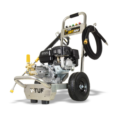 V-TUF XRT200 Industrial 6.5HP Petrol Pressure Washer with GX200 Honda Engine - 2755psi, 190Bar, 12L/min PUMP - Stainless Steel Frame