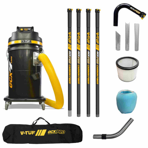 V-TUF GCX4000 1.75KW 37L WET & DRY Industrial Powerful Vacuum Cleaner - Side Entry & Cyclone Tech (240V) + 20FT GCX PRO CARBON FIBRE GUTTER CLEANING KIT