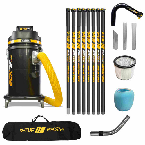 V-TUF GCX4000 1.75KW 37L WET & DRY Industrial Powerful Vacuum Cleaner - Side Entry & Cyclone Tech (240V) + 40FT GCX PRO CARBON FIBRE GUTTER CLEANING KIT