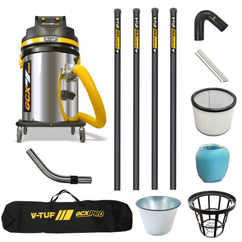 V-TUF GCX5000 3.5KW 50L WET & DRY Industrial Powerful Vacuum Cleaner - Side Entry & Cyclone Tech (240V) - 20FT GCX ALU GUTTER CLEANING KIT