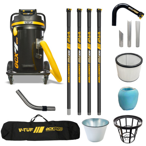 V-TUF GCX8000 3.5KW 80L WET & DRY Industrial Powerful Vacuum Cleaner - Side Entry & Cyclone Tech (240V) + 20FT GCX PRO CARBON FIBRE GUTTER CLEANING KIT