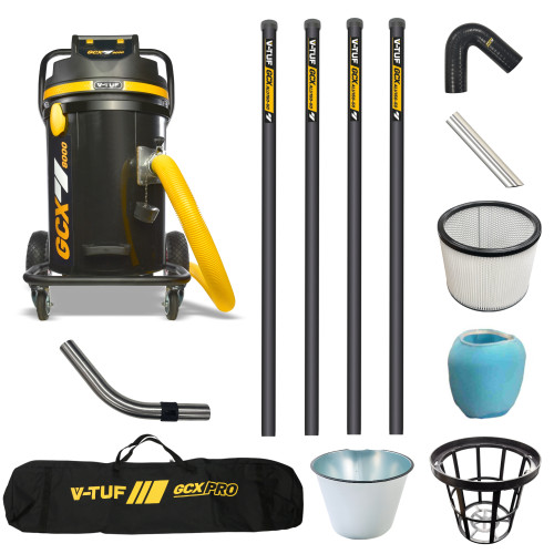 V-TUF GCX8000 3.5KW 80L WET & DRY Industrial Powerful Vacuum Cleaner - Side Entry & Cyclone Tech (240V) + 20FT GCX ALU GUTTER CLEANING KIT