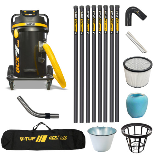 V-TUF GCX8000 3.5KW 80L WET & DRY Industrial Powerful Vacuum Cleaner - Side Entry & Cyclone Tech (240V) + 40FT GCX ALU GUTTER CLEANING KIT