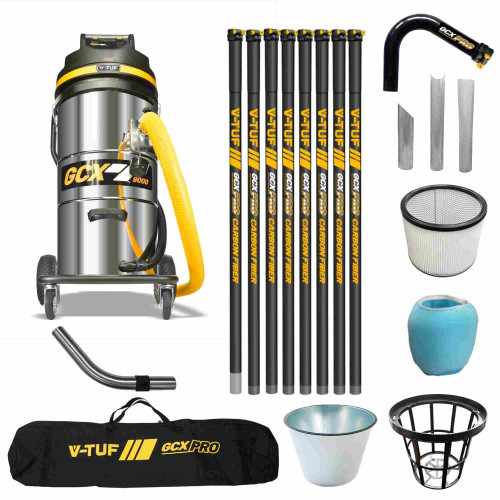 V-TUF 3.5KW 100L XTRA LARGE & RUGGED Industrial Powerful Vacuum Cleaner + 40FT GCX PRO GUTTER CLEANING KIT