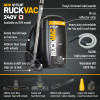 V-TUF RUCKVAC 240v Industrial Backpack Vacuum Cleaner - with Lung Safe Hepa H13 Filtration